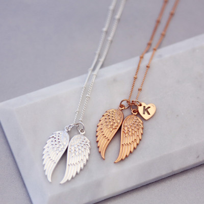 Angel wings necklace - Family necklace - Wanderlust jewellery - Bohemian jewellery - Statement necklace - Memorial jewellery - Wish necklace