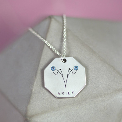Aries Jewelry Gift - Sterling Silver - Aries Zodiac Jewelry - Zodiac Necklace - Astrology Jewelry - Zodiac Sign Necklace - Her Aries Jewelry