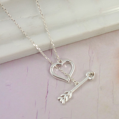 Arrow Necklace - I love you so - Lariat Necklace - Heart Necklace - Friendship Necklace - Romantic Gift - Wild and free - Crossed Arrows