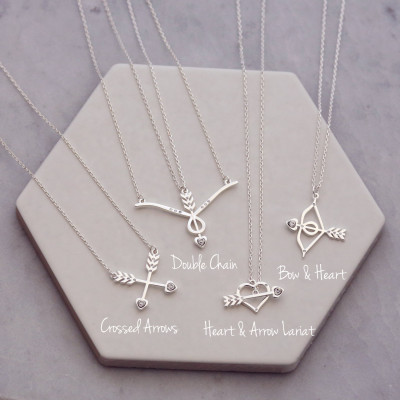 Arrow Necklace - I love you so - Lariat Necklace - Heart Necklace - Friendship Necklace - Romantic Gift - Wild and free - Crossed Arrows