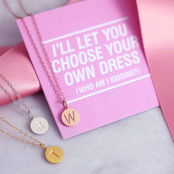 Be My Bridesmaid - Dainty Necklace - Gift Proposal - Bridesmaid Jewelry - Round Disc Necklace - Dainty Gold Charm - Dainty Necklace