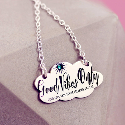 Cloud Necklace - Wish Necklace - Personalized Gift - Good Vibes Only - Birthstone Necklace - Bestfriend Necklace - Let Love Grow -