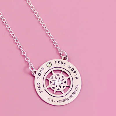 Compass Necklace - Custom Name Necklace - Adventure Awaits - Compass Pendant - Going Away Gift - World Traveller - Wanderlust Necklace -