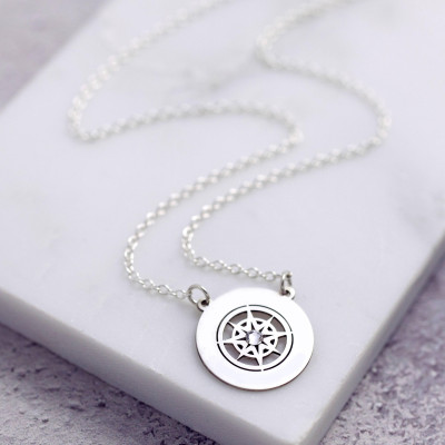 Compass Necklace - Custom Name Necklace - Adventure Awaits - Compass Pendant - Going Away Gift - World Traveller - Wanderlust Necklace -