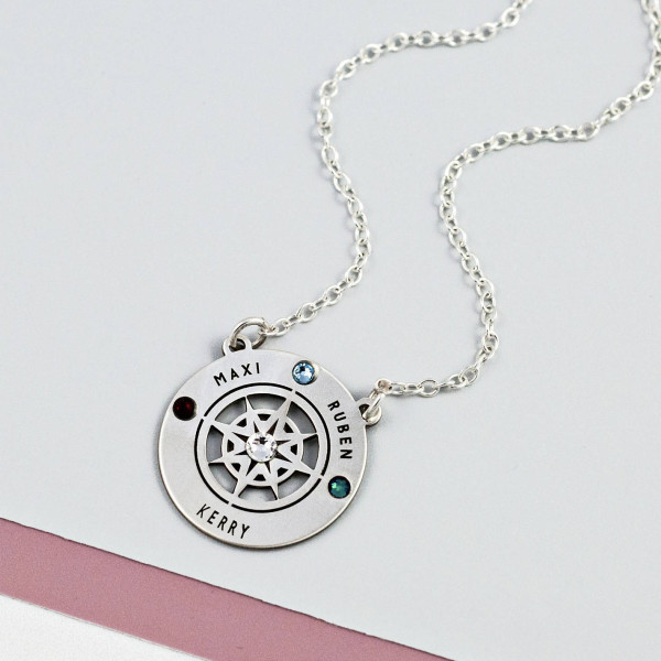 Custom Name Necklace - Compass Pendant - Family Necklace - Compass Necklace - Adventure Awaits - Going Away Gift - Oh the places