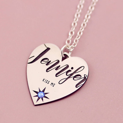 December Birthstone - Custom Name Necklace - Sterling Silver - Dainty Name Necklace - Name Plate Necklace - Birthstone Necklace - Love Grows