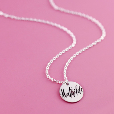 Disc Name Necklace - Sterling Silver - Dainty Name Necklace - Nameplate - Custom Name Necklace - Name Plate Necklace - Silver Name Plate -