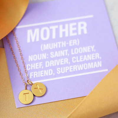 Disc Necklace - Funny Card for Mom - Initial Necklace - Mommy Jewelry Gift - Dainty Thin Chain - Letter Necklaces - Funny Love Card-G