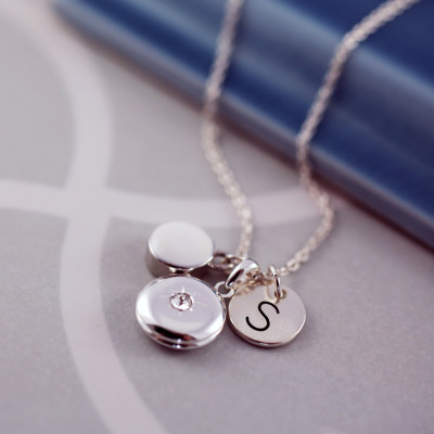 Dotty Locket Charm Necklace - Friendship Jewellery - Gift Card Jewellery - Personalized - Silver - Free UK Postage - Swarovski - Charms