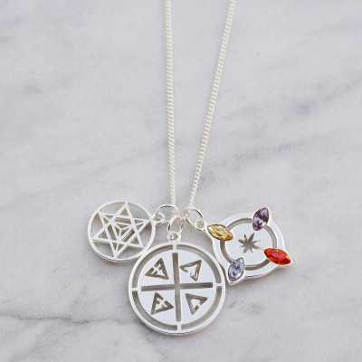 Elemental Necklace - Nature Lover Gifts - Sacred Geometry - Initial Necklace - Nature Lover - Four Elements - Crystal Necklace