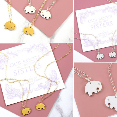 Elephant Necklace - Sister Necklace Set - Family Necklace - Love Grows Best - Two Sisters - Sister Necklaces - Two Sisters Jewelry