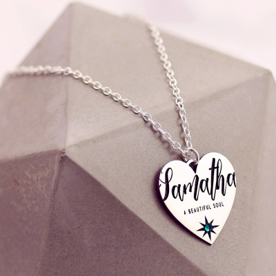 Emerald May Necklace - Dainty Name Necklace - May Birthday Jewelry - Name Plate Necklace - May Jewelry Gift - Funny Birthday Card -
