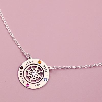 Family Necklace - Compass Necklace - Custom Name Necklace - Adventure Awaits - Compass Pendant - Going Away Gift - Oh the places -