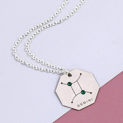 Gemini - Zodiac Sign Necklace - Gemini Jewelry - May Birthstone - Astrology Jewelry - Sterling Silver - Zodiac Jewelry Gift -