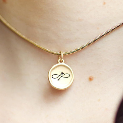 Gold Disc Necklace - Thin Gold Choker - Infinity Symbol - Symbolic Necklace - Infinity Necklace - Birthday Gift - Gift For Women