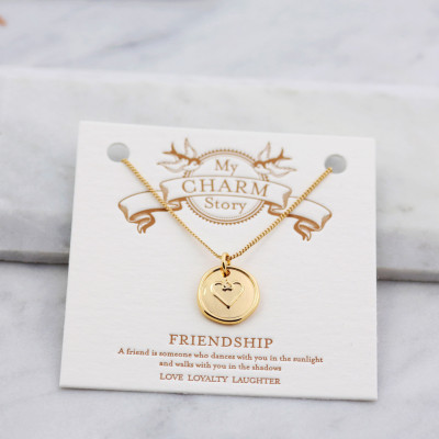 Heart Necklace - Friendship Necklaces - BFF Necklace - Friendship Card - Bestfriend Necklace - Friendship Jewelry - Friendship Necklace - G