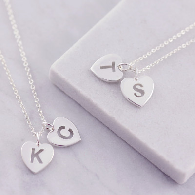 Initial Charm - Heart Necklace - Letter Necklace - Rose Gold Initial - Personalized - Mom From Daughter - Friendship - Gold Initial