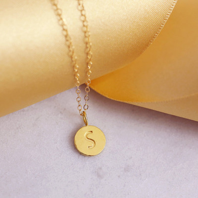 Initial Necklace - Disc Necklace - Alphabet Necklace - Initial Disc - Initials Necklace - Tiny Letter necklace - Dainty thin chain
