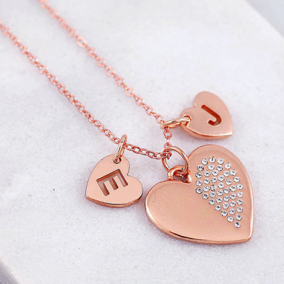 Letter necklace - Heart necklace - Initial necklace - Letter necklaces - Romantic necklace -Heart necklaces - Rose gold heart - Jewellery