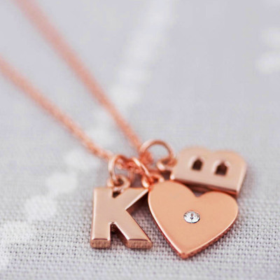 Letter necklace - Initial necklace - Letter necklaces - Romantic necklace - Heart necklace - Heart necklaces - Rose gold heart - Jewellery