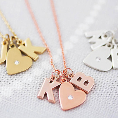 Letter necklace - Initial necklace - Letter necklaces - Romantic necklace - Heart necklace - Heart necklaces - Rose gold heart - Jewellery
