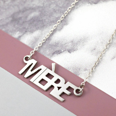 Mère - Gift For Mother - Sterling Silver - Nameplate Necklace - Silver Name Plate - Mamaroo - Mère Necklace - Name Bar Necklace