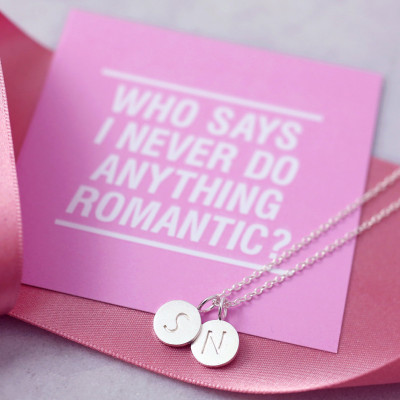 Romantic Necklace - Funny Love card - Disc Necklace - Romantic Gift Wife - Funny Valentine - Dainty thin Chain - Tiny Letter Necklace -
