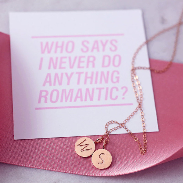 Romantic Necklace - Funny Love card - Romantic Gift Wife - Funny Valentine - Dainty thin Chain - Disc Necklace - Tiny Letter Necklace - RG