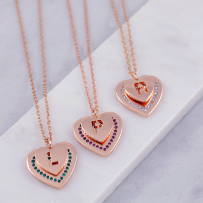Romantic Necklace - Heart Necklace - Wife Gifts Necklace - Birthstone Necklace - Rose Gold Necklace - Birthstone Jewellery - Unique Necklace