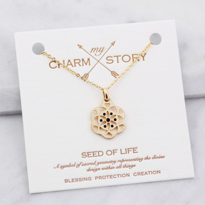 Seed Of Life - Illustrated Faith - Wish Necklace - Friendship Necklace - Botanical Jewelry - Pendant - Statement Necklace - Nature Jewelry