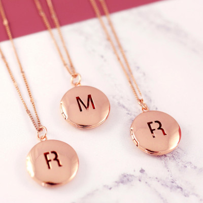 Sister Necklace Set - Initial Locket - Three BFF Necklace - Personalized Locket - Friendship Necklaces - Picture Locket - Letter Necklace-RG