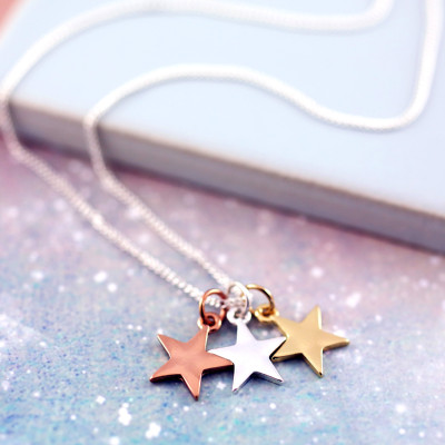 Star Charm - Mixed Plating - Silver Charm Necklace - Gift Card Jewellery - Free UK Postage - Silver - Rose Gold - Gold - Delicate Charms