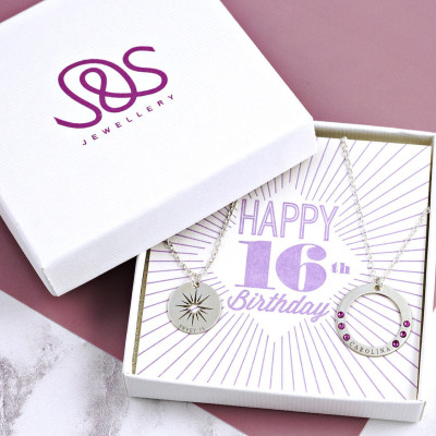Sweet 16 Girl - Sterling Silver - Birthstone Necklace - Layered Necklace Set - 16th Birthday - Sweet Sixteen - Trending Now - Cute Teen Girl