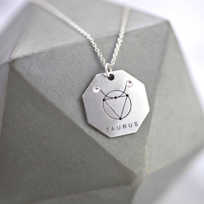 Taurus Sign Necklace - Taurus - May Birthstone - Zodiac Necklace - Astrology Jewelry - Emerald May Necklace - Zodiac Jewelry Gift -