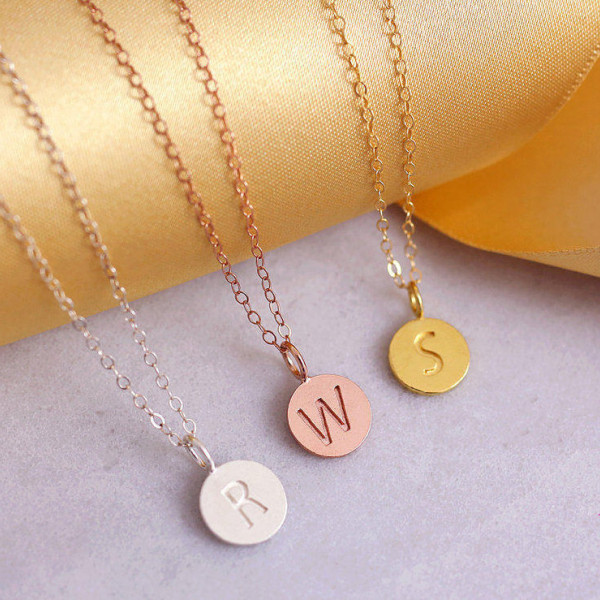 Three Sisters Jewelry - Gift for her - 3 Best Friends - Tiny Letter Necklace - 3 Sisters Jewelry - Disc Necklace - Tiny Letter Necklace