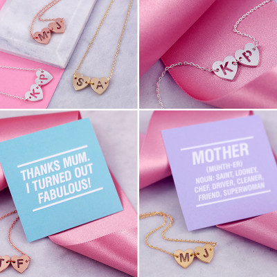 Tiny Heart Necklace - Funny Card for Mum - Tiny Letter Necklace - Mothers Day Gift - Family Necklace - Funny Love Card - Letter Necklaces