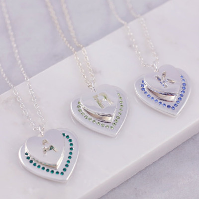 Tiny Heart Necklace - March Birthstone - May Birthstone - June Birthstone - July Birthstone - August Birthstone - September Birthstone