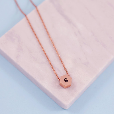 Tiny Letter Necklace - Hexagon - Initial Necklace - Letter Necklace - Minimal Y Necklace - Letter Necklace Gold - Bestfriend - Necklace