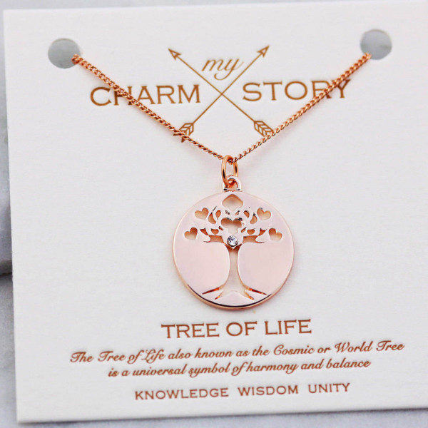 Tree - of - life meaning - Tree - of - life pendant - Family tree necklace - Tree - of - life jewelry - Rose gold necklace - Personalized jewelry