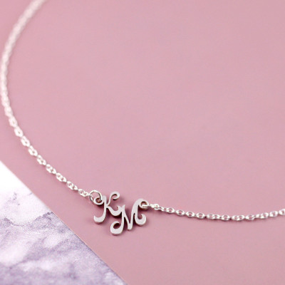 Two Letter Necklace - Two Tiny Initials - Eternity Necklace - Initial Necklace - Name Initial Jewelry - Infinity Necklace - Letter Necklace