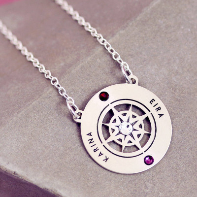 Two Sisters Necklace - Soul Sisters Jewelry - Compass Charm - Two Sisters Jewelry - Let Love grow - I Miss You - Ill Love you Forever -