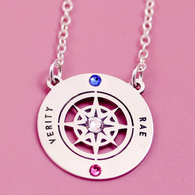 Two Sisters Necklace - Soul Sisters Jewelry - Compass Charm - Two Sisters Jewelry - Let Love grow - I Miss You - Ill Love you Forever -