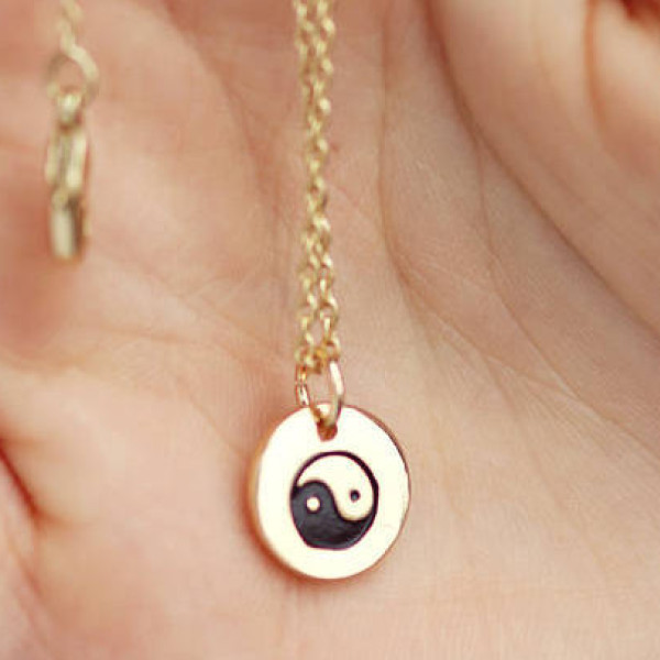 Yin and yang pendant - Chinese necklace - Gold necklaces - Her chinese necklace - Gifts for her - Celestial necklace - Meditation necklace