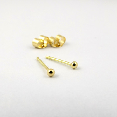 18K Gold Dot Stud Earrings - 3mm Ball Stud Earrings - Simple 18K Gold Earrings 750 - Tiny Stud Earring - Minimalist Earring