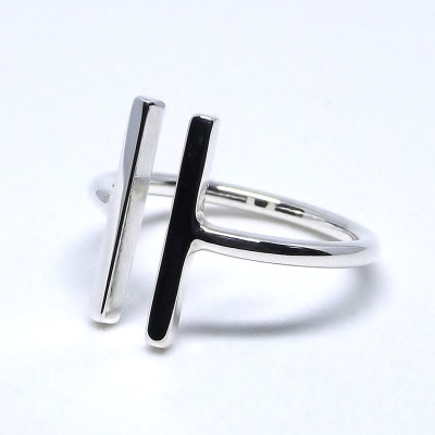 Chunky Parallel Bar Ring in Sterling Silver - Modern Minimalist Ring