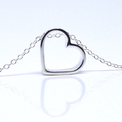 Floating Heart Necklace - Sweetheart Sterling Silver Necklace 925 - Silver Jewellery - Romantic Gift - Floating Open Heart