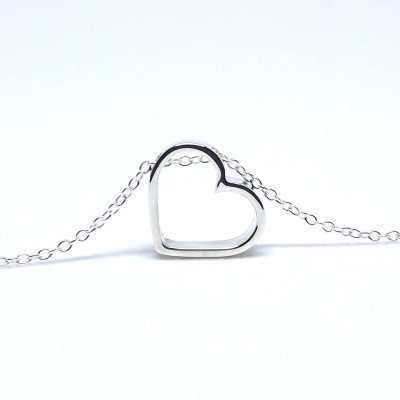 Floating Heart Necklace - Sweetheart Sterling Silver Necklace 925 - Silver Jewellery - Romantic Gift - Floating Open Heart