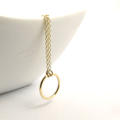 Gold Circle Necklace - Karma Necklace - Solid Gold Necklace - Dainty Necklace - Open Circle Pendant - Modern Eternity