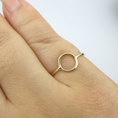 Gold Plated Sterling Silver Circle Ring - Karma Ring - Open Circle Ring - Modern Eternity Ring