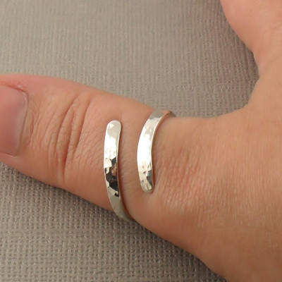 Hammered Sterling Silver Ring - Thumb Ring - Wrap Around Ring - Statement Ring - Bypass Ring - Sterling Silver Jewellery